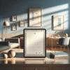 A minimalist, modern workspace showing a tablet with a clean reading app open, soft natural light, subtle annotations and highlight colors, vector-style, calm blue and beige palette